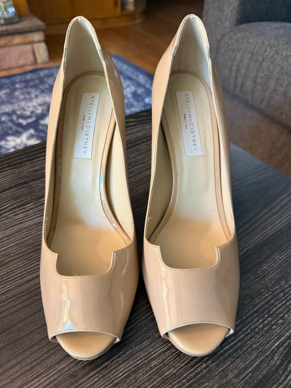 Stella McCartney Valli Patent Peep-Toe Court Pumps Sz. 41